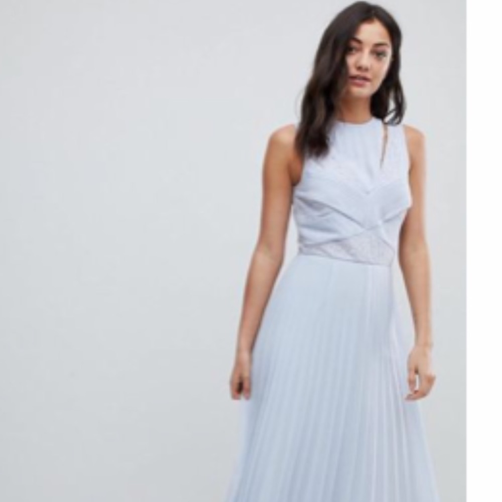 Light Blue floor length  pleated gown
